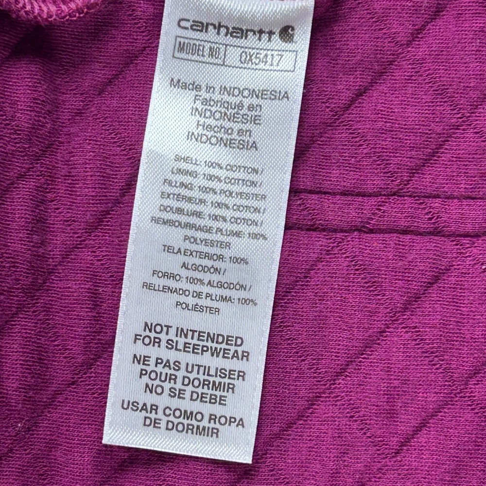 Carhartt Quilted Zip-Up Coverall Baby 9M Purple Hooded Jumpsuit QX5417 - Picture 6 of 10